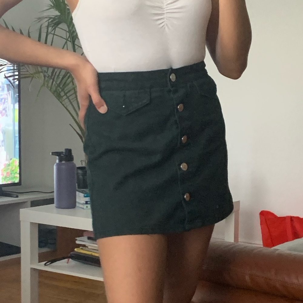 🔴Forever 21 Forest Green denim mini skirt